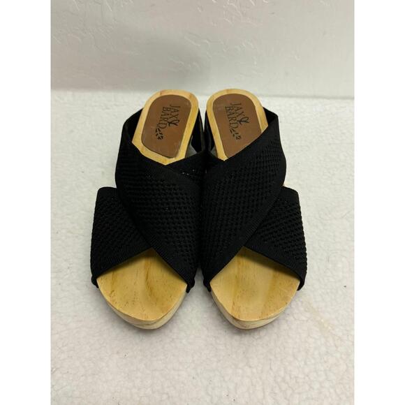 Shoes - Jaxy Bird Black Wooden Sole Open Toe Wedge Sandals Womens Size EU 39